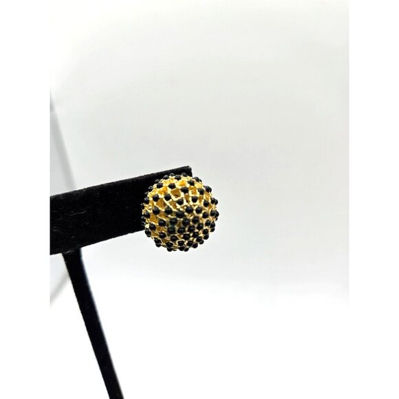 Dior Gold Stud Earrings with Black resin New Dust Cover Black Dior Ribbon - Picture 4 of 6